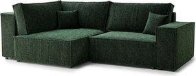 Тъмнозелен шенилов сгъваем/с място за съхранение ъглов диван (ляв ъгъл/L форма) Tonga – Maison de Rêve