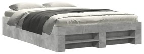 3295502 vidaXL Рамка за легло, бетонно сиво, 140x190 см, инженерно дърво