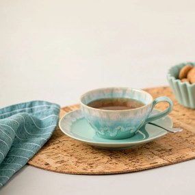 Тюркоазена чаша с чинийка, изработена от керамика 200 ml Taormina – Casafina