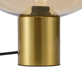 Дизайнерска настолна лампа месинг с кехлибарено стъкло - Umbrella