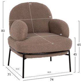 Кресло Агнес букле HM9525.25 цвят кафяв-черен