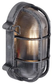 Външна стенна лампа сребриста овална IP44 - Noutica