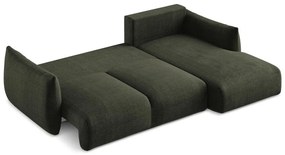 Зелен сгъваем ъглов диван (десен ъгъл) Leila – Makamii