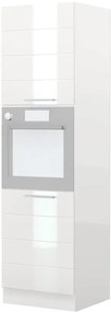 Висок подов шкаф за фурна Hudson K21-60-2KR-White - White glossy