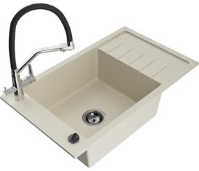 Mexen Elias гранитна мивка с 1 корито с отцедник и кухненски смесител Duo,