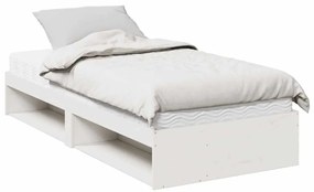 3324596 vidaXL Дневно легло с матрак, бял, 90x200 см, борово дърво масив
