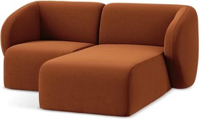 Теракотен кадифен ъглов диван (десен ъгъл) Lani – Makamii