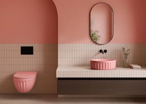 Комплект: Стенна тоалетна чиния + Мивка за плот Rea Light Pink Matt