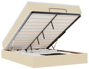 3311111 vidaXL Османска легло с матрак, кремаво, 140x190 см, плат