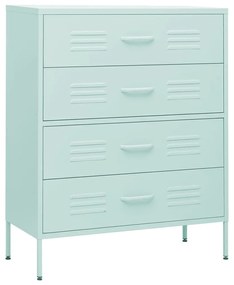 336203 vidaXL Шкаф с чекмеджета, мента, 80х35х101,5 см, стомана