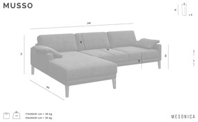 Сив ъглов диван (ляв ъгъл) Musso - MESONICA