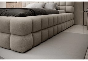 Бежово двойно легло 160x200 cm тапицирано с място за съхранение с включена подматрачна рамка Dizzle – ELTAP