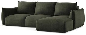 Зелен сгъваем ъглов диван (десен ъгъл) Leila – Makamii