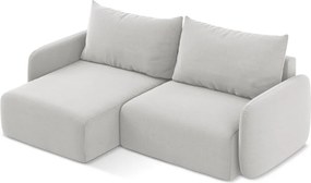 Светлосив кадифен сгъваем/с място за съхранение ъглов диван (ляв ъгъл) Kalena – Makamii