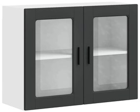 854088 vidaXL Кухненски стенен шкаф със стъклена врата Porto черен