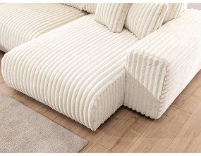 Кремав ъглов диван от рипсено кадифе (ляв ъгъл/U форма) Justin – Ropez