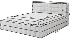 Бежово двойно легло 160x200 cm тапицирано с място за съхранение с включена подматрачна рамка Dizzle – ELTAP