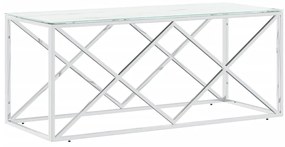 349963 vidaXL Маса за кафе 110x45x45 cм неръждаема стомана и стъкло