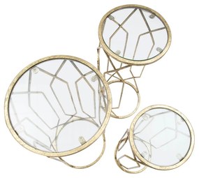 Кръгли странични маси със стъклен плот в комплект от 3 броя ø 32 cm Tunisi - Mauro Ferretti