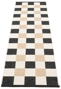 Черна и кремава пътека за открито и закрито 70x240 cm Pix Black Vanilla – Pappelina