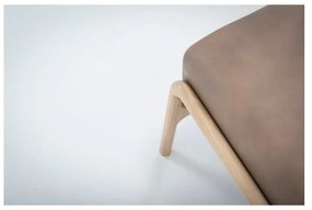 Светлокафява табуретка от биволска кожа с масивна дъбова конструкция Fawn - Gazzda