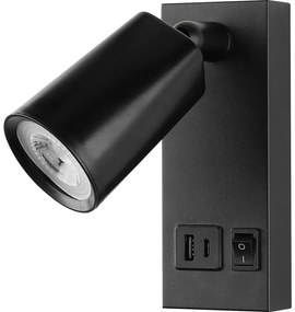 LED Стенен спот с  USB LED/5W/230V черен