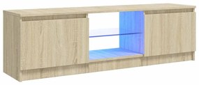804286 vidaXL ТВ шкаф с LED осветление, дъб сонома, 120x30x36 см