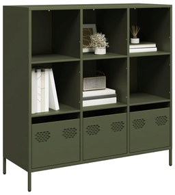 851392 vidaXL Висок шкаф, маслиненозелен, 101,5x39x103,5 см, стомана