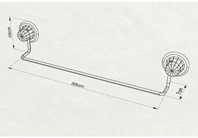 Закачалка за кърпа TEKNO TEL  DM 260, 55х7х10 см, Вакуум, Хром