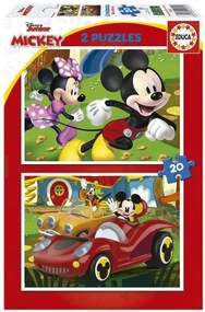 Пъзел 2 в 1 Educa, Mickey Mouse, Забавна къща, 2 x 20 части