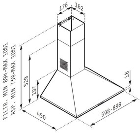 Абсорбатор Pyramis chimney square Ecoline-Length: 60 cm.