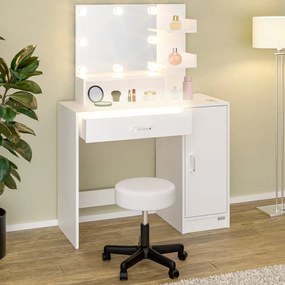 Тоалетка с LED осветление Jocelyn със стол 140 × 90 × 40 cm