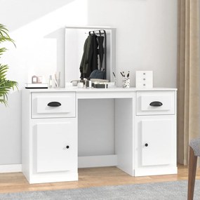 3185335 vidaXL Тоалетка с огледало, бяла, 130x50x132,5 см