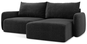 Черен разтегателен ъглов диван с място за съхранение (десен ъгъл) Kalena – Makamii
