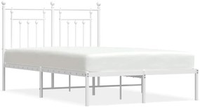 353585 vidaXL Метална рамка за легло с горна табла, бяла, 135x190 см