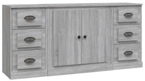 3185237 vidaXL Сайдборди, 3 бр, сив сонома, инженерно дърво