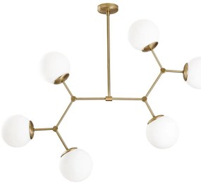 Окачване за 6 крушки в златисто-бял Дамар - Opviq lights