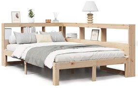 3324385 vidaXL Легло с етажерка за книги, без матрак, 120x200 см, бор масив