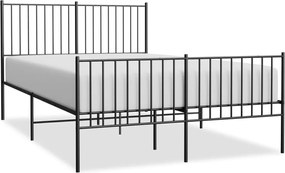 350882 vidaXL Метална рамка за легло с горна и долна табла, черна, 140x190 см