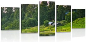 картини от 5 части – Приказни къщички край реката