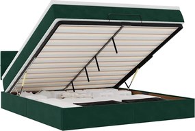 3312641 vidaXL Османска легло с матрак и LED, тъмнозелено, 180x200 см, кадифе
