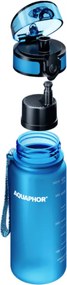 Филтрираща бутилка за вода Aquaphor City 160026, 350 мл, Тритан, Активен въглен, Aqualen, Заключващ се капак, Син
