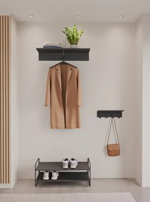 Черна стоманена стенна закачалка с рафт 11,5 cm A-Hallway – Zone