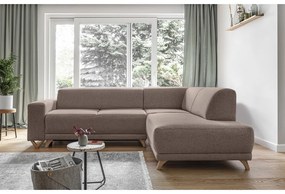 Кафяв разтегателен/с място за съхранение ъглов диван (десен ъгъл/L форма) Classy Sophie – Miuform