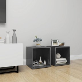 805523 vidaXL ТВ шкафове, 2 бр, сив гланц, 37x35x37 см, инженерно дърво