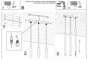 Черна висяща лампа, дължина 30 cm Fideus - Sollux
