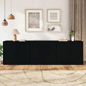3185416 vidaXL Сайдборди, 3 бр, черни, инженерно дърво