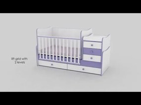 LORELLI Classic Трансформиращо се легло-люлка 70/160 см. MAXI PLUS БЯЛО/ BABY BLUE