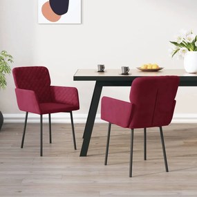 344784 vidaXL Трапезни столове, 2 бр, виненочервени, кадифе