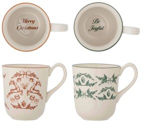 Кремави глинени чаши в комплект от 2 бр. с коледни мотиви 300 ml Beth – Bloomingville